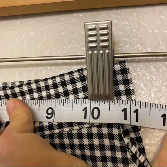 Ruffle Hem fitted Gingham black and white checkered mini Skirt S/XS - Picture 6 of 9
